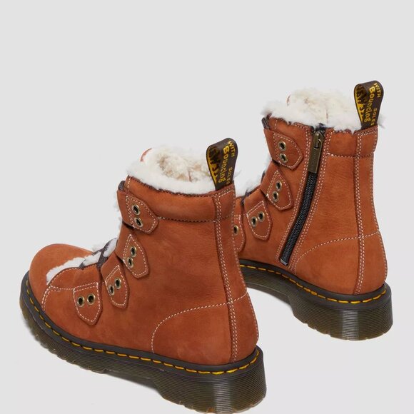 Dr. Martens 1460 Lace to Toe Fur Lined Buttersoft Nubuck Boots Brown Women's 8 - Picture 13 of 13